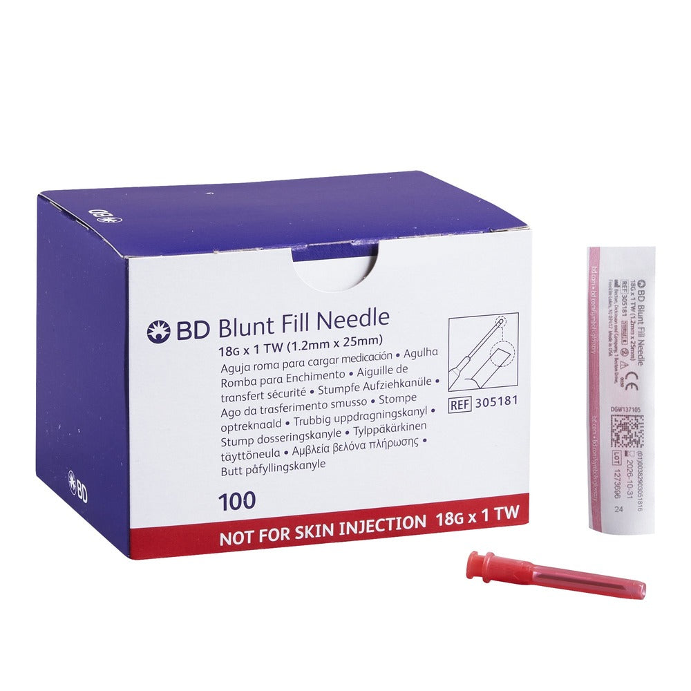 BD Blunt Fill Needle– 305181- 18 G, 1 BD Blunt Fill Needle– 305181- 18 G, 1